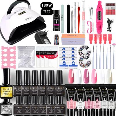 China Halloween Gift Manicure Nail Tools Kit Gel Polish Set 180W Eco-friendly UV Rechargeable Nail Art Set Kit With UV Lamp For Beginner for sale