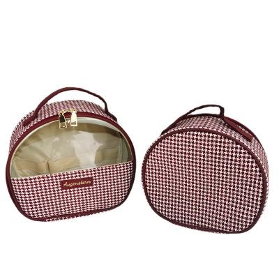 China Eco-friendly Houndstooth Beauty Tool Storage Cosmetic Bag Two Piece Large Capacity X-Series for sale