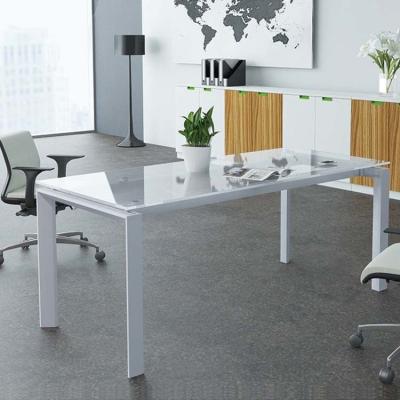 China H750mm Office Conference Table Metal Legs Glass Meeting Desk for sale