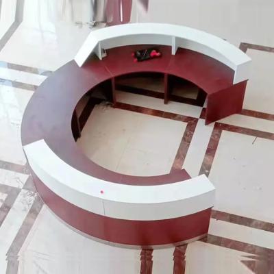 Cina Bancone rosso reception ufficio design salone forma curva in vendita