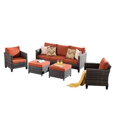 China Conjunto de sofá de vime personalizado para jardim não tóxico Conjunto de lounge de canto para jardim à venda