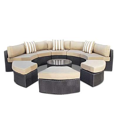 China Rundes Lounge-Strandmöbel-Sofa aus PE-Rattan, waschbar zu verkaufen