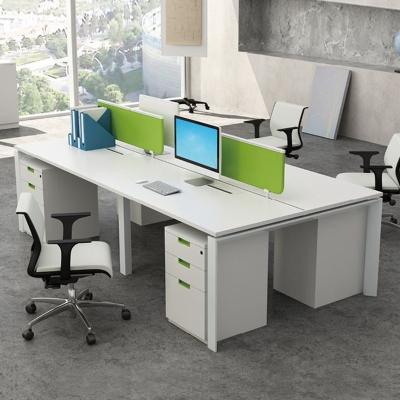 China White Modular Cubicle Office Table Desk Workstation For 4 People for sale