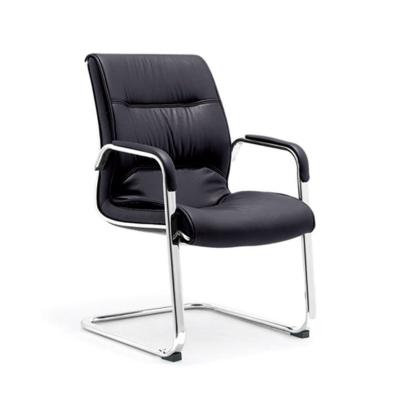 China PU Leather Office Chair Black Leather Conference Chair Without Wheels for sale