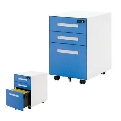 China 3 Drawer Steel File Cabinet Under Desk Movable Metal Filing Cabinet for sale