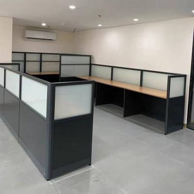 China Black Office Desk Workstation With Office Privacy Screen Partition for sale