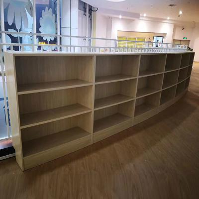 China Office Cupboard Storage File Cabinet Curved Wooden Bookcase For Library for sale