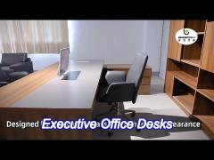 Black Executive Office Desks Depth 900Mm Melamine Board With Pvc Edging