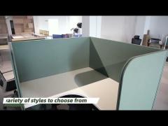 Green Fabric Office Workstation For 3 Person