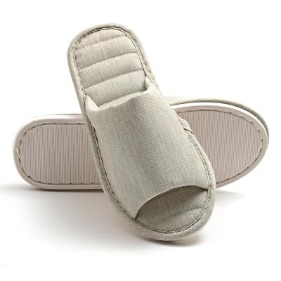 China Fashion Trend Comfort Natural Breathable Canvas Slippers Indoor Open Toe Slippers Home Slippers For Men for sale