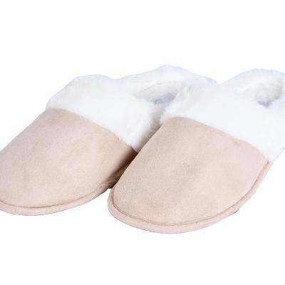 China Cushioning Logo White Faux Fur Indoor Slippers Winter Half Heel Comfortable Warm Package Custom Made Slippers for sale