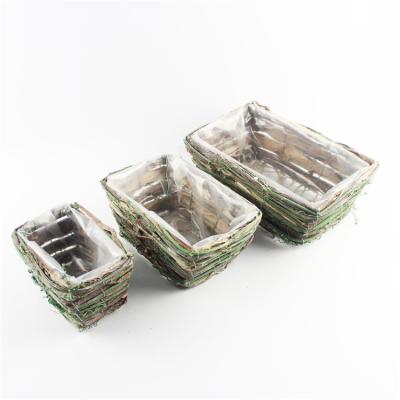 China Hot Sale Factory Price Rectangle Rattan Garden Decoration High Quality Modern Flower Pots Eco-friendly for sale