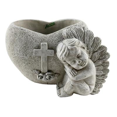 China New Design Eco-friendly Modern Angel Heart Shape Cement Large Garden Decoration Pots For Flowers for sale