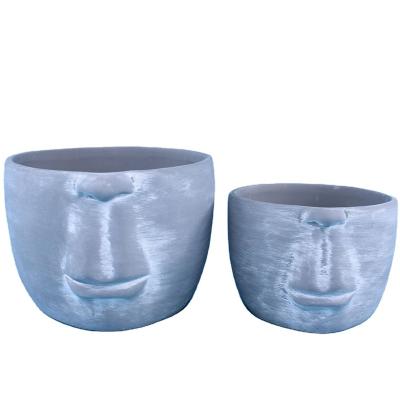 China Eco-friendly Customized Mini Cute Ceramic Human Face Plant Succulent Pot Matte Ceramic Pot For Florist for sale