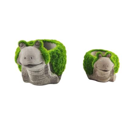 China Animal Bonsai Concrete Flower Pots Eco-friendly Fabricate Snail Shape Foam Decoration Cement Pot for sale