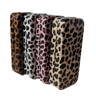 China Wholesale Custom PU Iron Eyewear Show Packaging Box Covered Leopard Printed PU Leather Sunglasses Case for sale