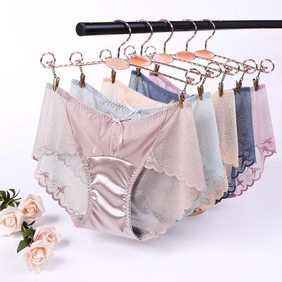 China High Quality Sexy Antibacterial See Hippie Briefs Transparent Low Waist Women's Underwear Lace Women's Sexy Panties for sale