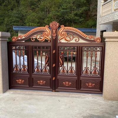 China Easily Assembled Modern Motorized Entry Homes Automatic Single Border Driveway Sliding Patterns Compound Wall Main Gate Designs Plain Aluminum for sale