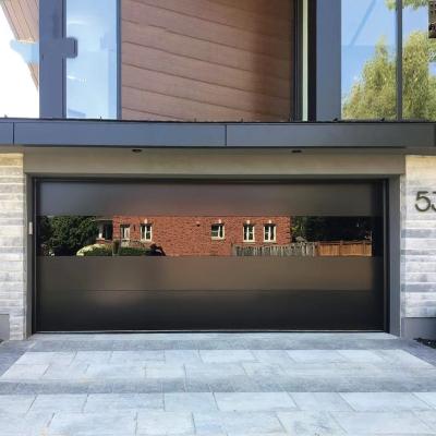 China Waterproof Frameless Aluminum Glass Garage Door Tempered Modern Mirror Glass Aluminum Metal Garage Doors for sale