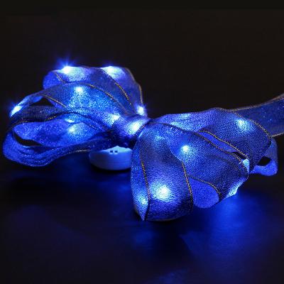 China Decorative Creative Gifts Customized Handmade Decoration Ribbon Bow With Led Flash Lights Lights for sale