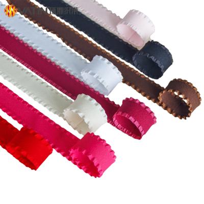 China Sustainable Wholesale High Quality Double Ruffles Satin Ribbon For Dresses for sale