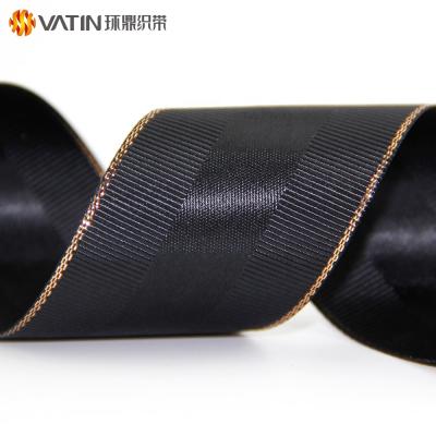 China 2020 New Products Sustainable Christmas Gift Gold Grosgrain Woven Satin Edged Ribbon for sale