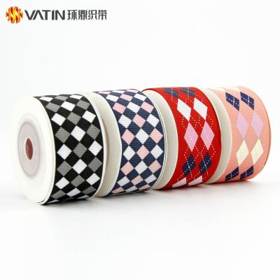 China Viable Wholesale Custom Gift Plaid Decoration Muffin Grosgrain Wrapping Ribbon for sale