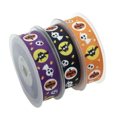 China New Viable In Cheap Stock Kids 1 Inch Halloween Printed Grosgrain Ribbon For Decorations for sale