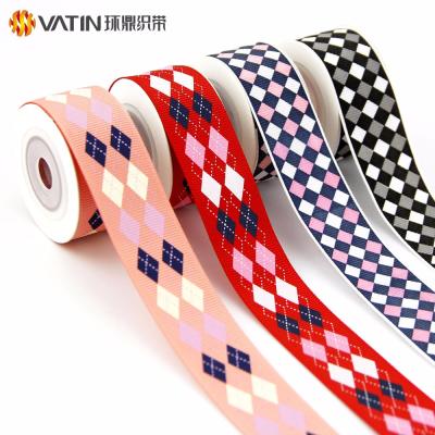 China Viable Custom Gift Decoration Roll Good Quality Plaid Grosgrain Wrapping Ribbon for sale