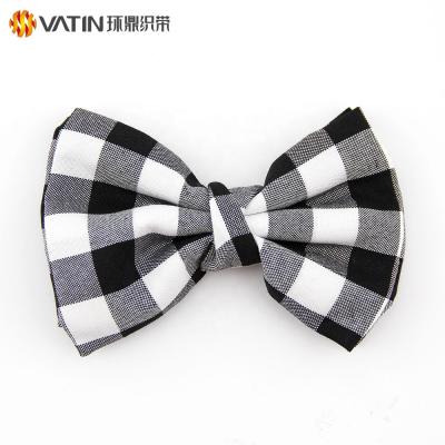 China Black And White Customized Design Gingham Gift Ribbon Bow Available Customized By Design for sale