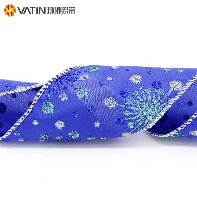 China Sustainable High Quality Glitter Glittering Custom Gift Wrapping Ribbon for sale