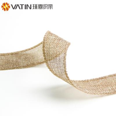 China Viable Wholesale Natural Decorative Cotton Gift Jute Custom Ribbon for sale