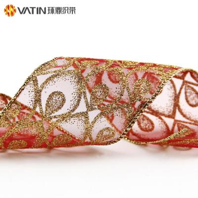 China Multi Viable Peacock Eyes Spearkle Christmas Deco Wire Rope Mesh Sheer Ribbon Fabric for sale