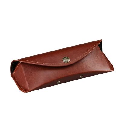 China Brown Leather Glass Storage Retro Soft Glasses Case Portable Unisex Leather Case Holder Glass Eye Glass Protective Box for sale