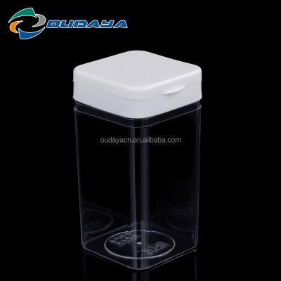 China Food Grade Modern Transparent Square Plastic Candy Bottles Jar With Flip Top Cap for sale