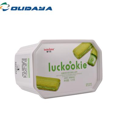 China Eco-Friendly Wholesale Disposable Packaging 580g Disposable Custom Logo IML Butter Plastic Cheese Container With Lid for sale