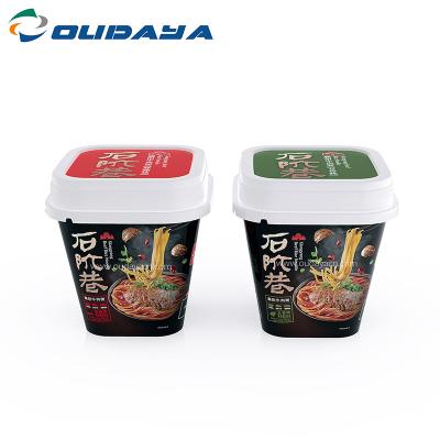 China Disposable Eco Friendly Instant Noodles Packaging Plastic Cup Square Cup With Visible Lid Tamper for sale