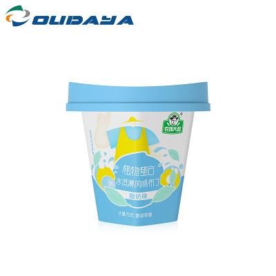 China Recyclable 100ml IML Food Rectangle Eco Friendly Plastic Cup With Sealable Lid for sale