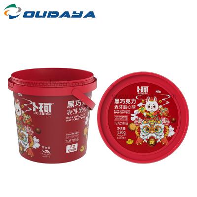 China Custom Painting 1kg Ice Cream Round Tub Box Container With Tamper Evident Lock Lid for sale