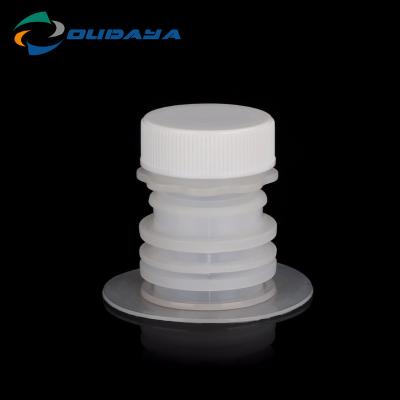 China Non Spill disposable non spill oil liquid pouch plastic spout food grade screw cap for sale