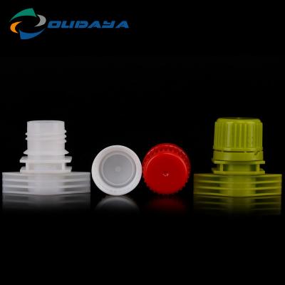 China Non Spill Manufacturer 16MM normal plastic doypack drink pouch spout and cap for sale