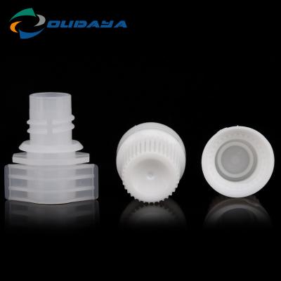 China Non Spill 9.6mm 10mm 12mm  Good quality PE PP plastic nozzle spout with cap for beverage deteregent pouch packaging for sale