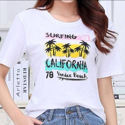 China Wholesale QUICK DRY Women's T-shirt Cotton Graphic Neck Round Manufacturer Ladies Short Shirt Women's White Sleeve T-shirt for sale