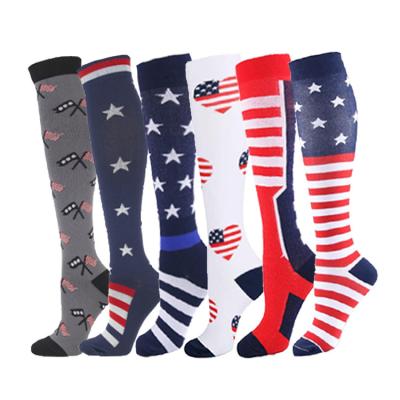 China Women Men Women Men Riding Knee Long National Flag USA Athletic High Sport Equestrian Unisex Running Sock for sale