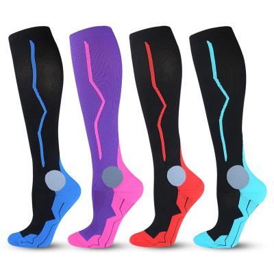 China 2022 Warm Seller Outdoor Sports Breathable Compression Socks For Women Men 20-30 mmHg Knee High Running Stockings for sale