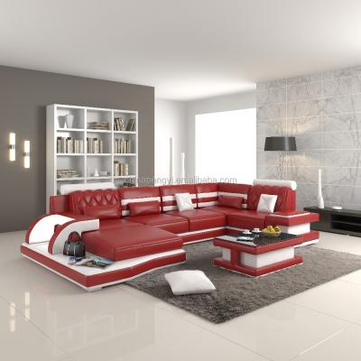 China 2107 Italy Sectional Modern Sofa Large Size Red Genuine Leather Sofa for sale