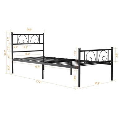 China Stable Single Platform Bed Steel Frame with Storage Twin Size Metal Bed Mattress Base Support No Box Spring Needed for sale