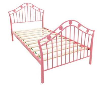 China Custom White Antique Metal Beautiful Girls Bed Frame Wrought Iron Single Flower Bed Convertible For Children Kids for sale