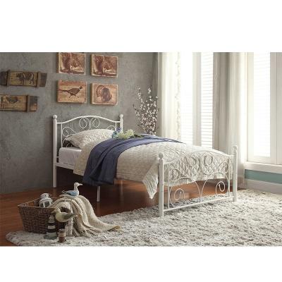 China Antique Storage Wrought Iron Adult Twin Bed Kids Single Size Matel Bed Frame for sale