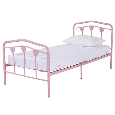 China Storage Cheap Heart Princess Canopy Bed Kids Metal Single Bed Decorative Frame for sale